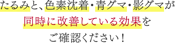 たるみと、色素沈着・青グマ・影グマが同時に改善している効果をご確認ください！