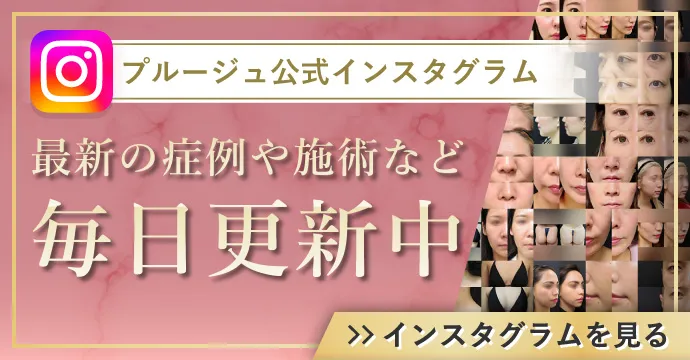 プルージュ公式インスタグラム　最新の症例や施術など毎日更新中　インスタグラムを見る